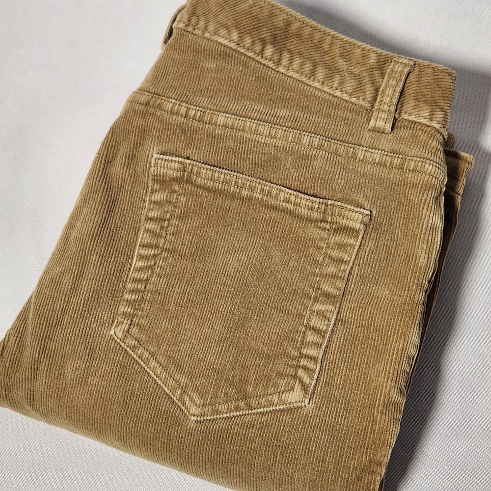 Lands End Tan Corduroy Pants Size 10 Mid Rise Bootcut Stretch Cotton Camel Brown
